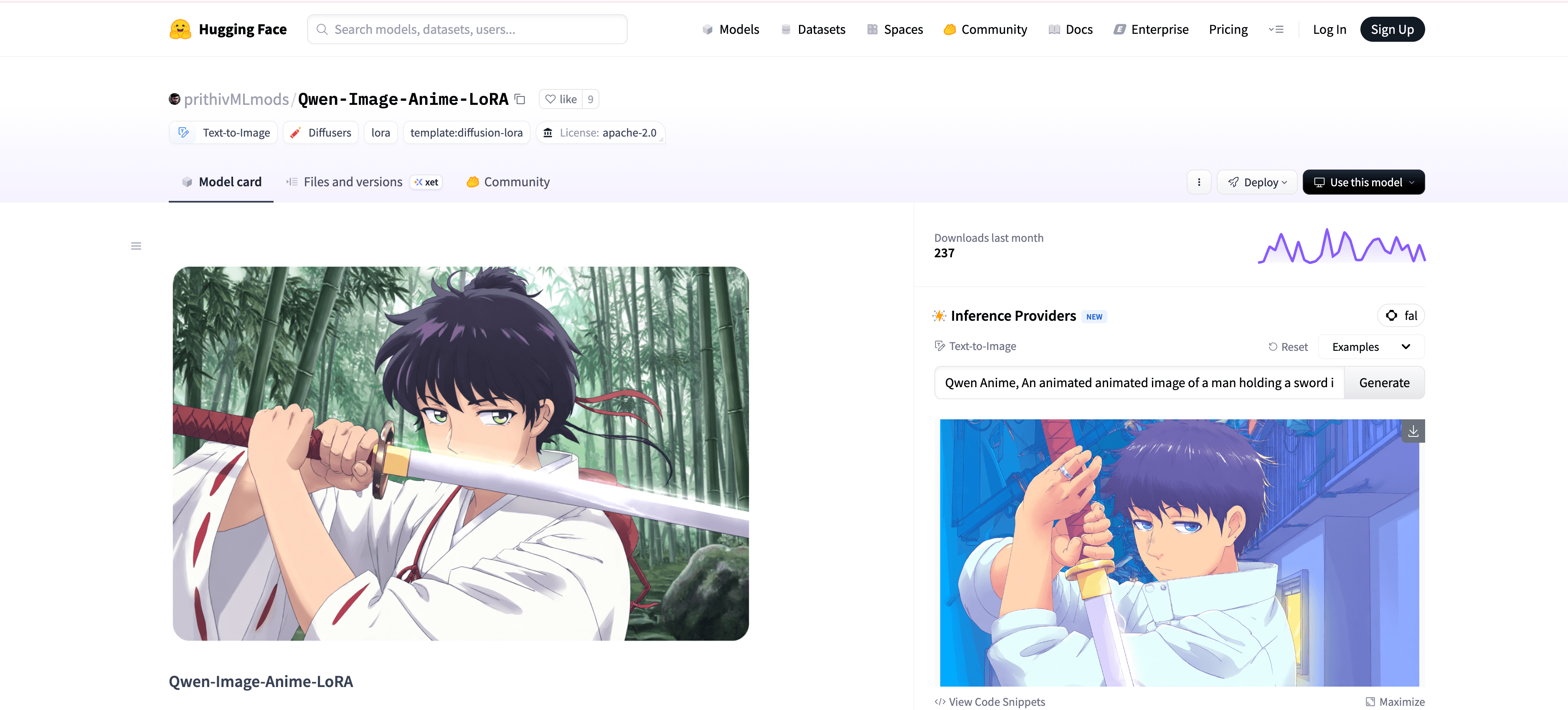 Hugging Face Model detail