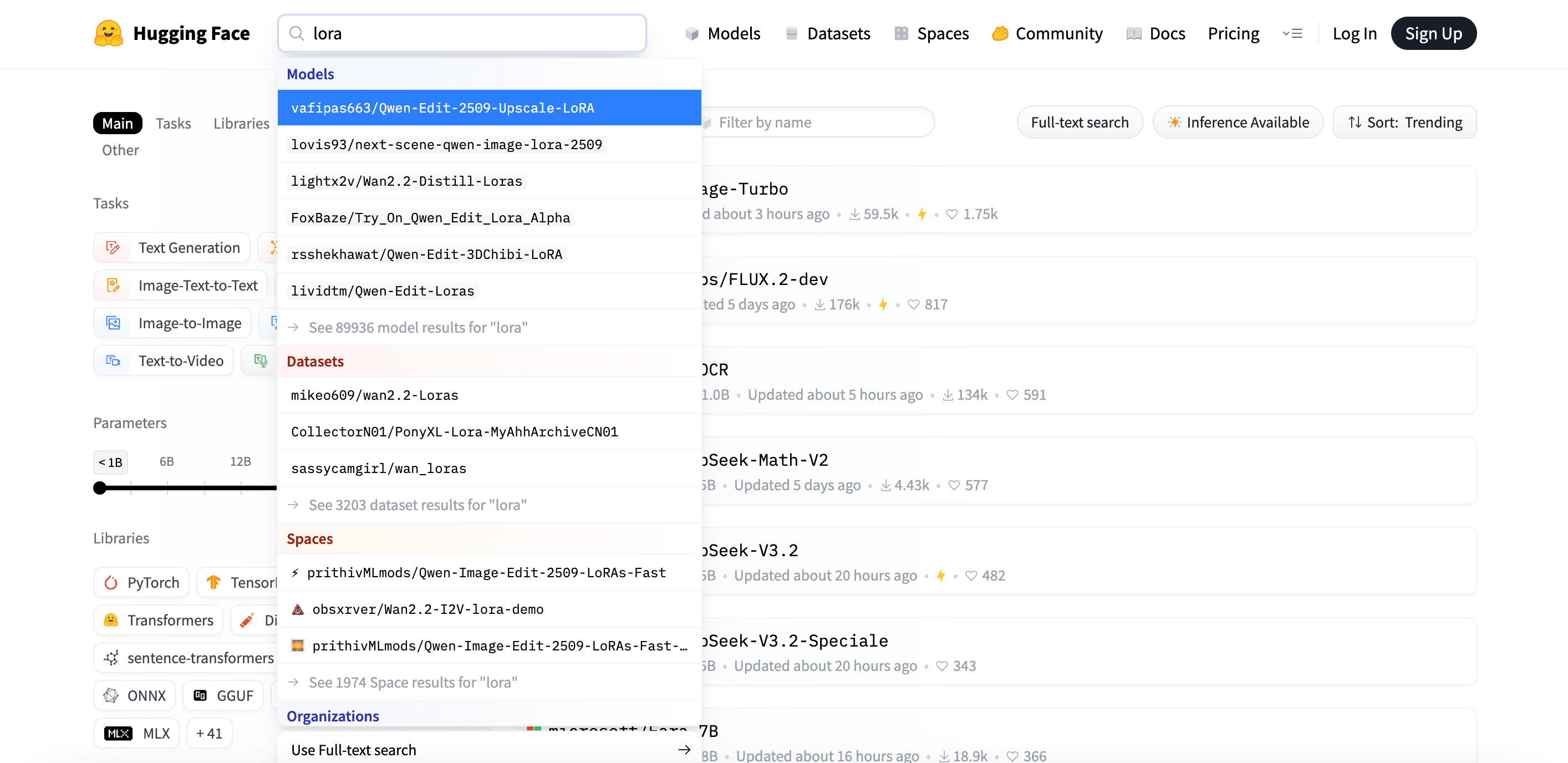 Hugging Face Search Lora